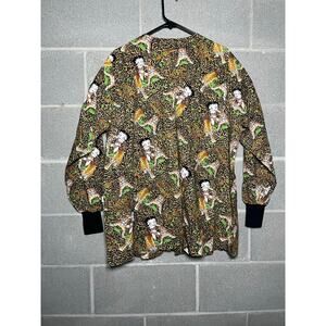 Vintage Betty Boop Jungle Print Button Up Top Leopard graph